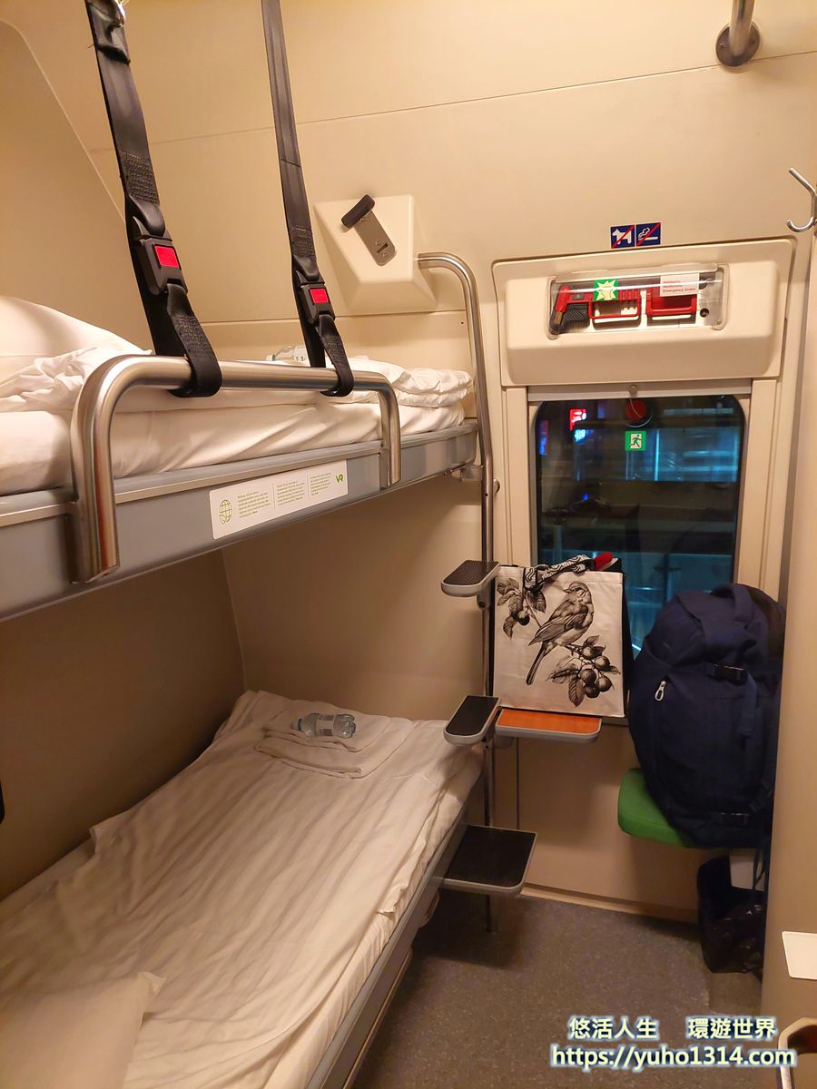 芬蘭國鐵VR夜鋪火車上層臥鋪車廂內部