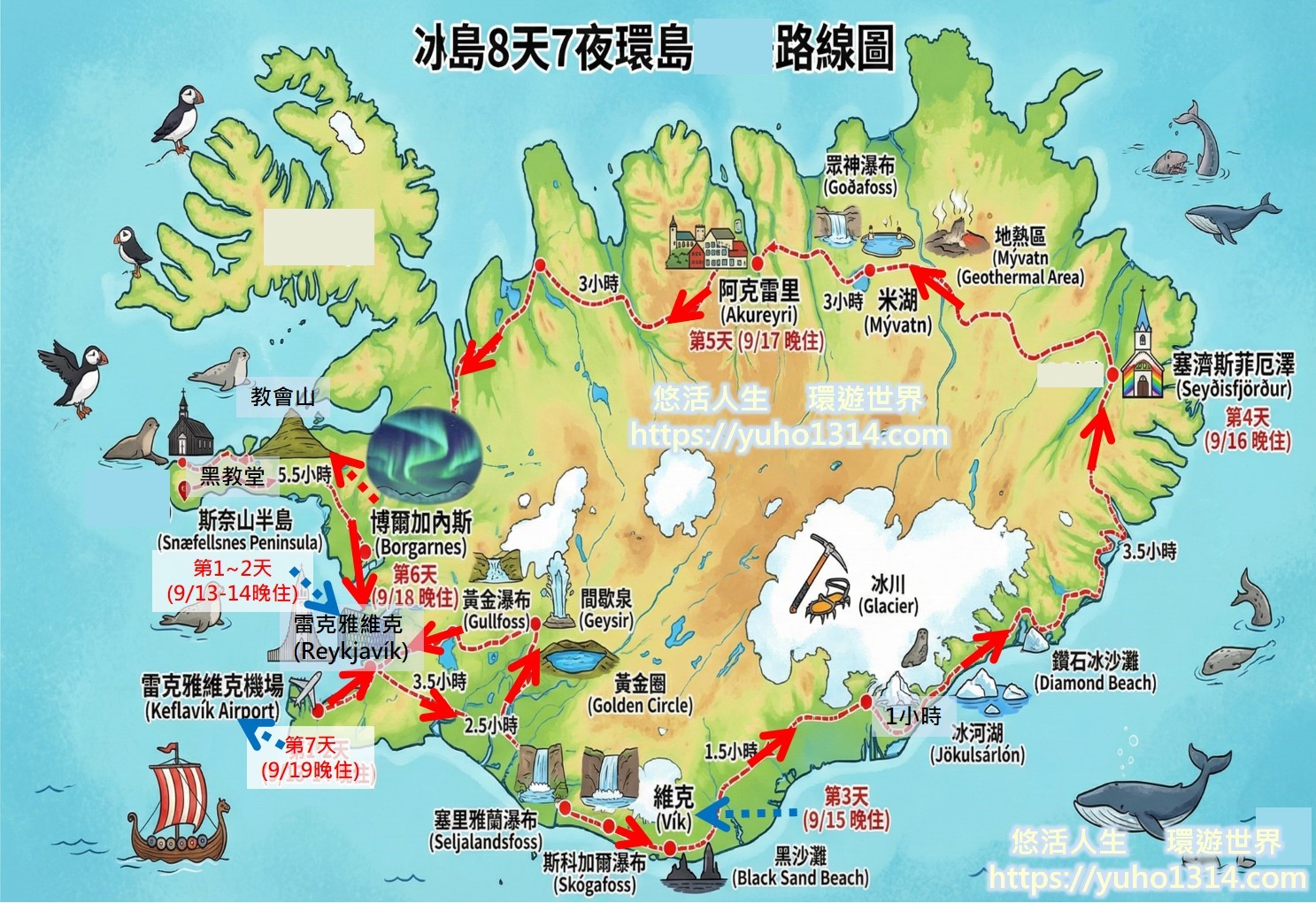 冰島環島路線 冰島景點地圖