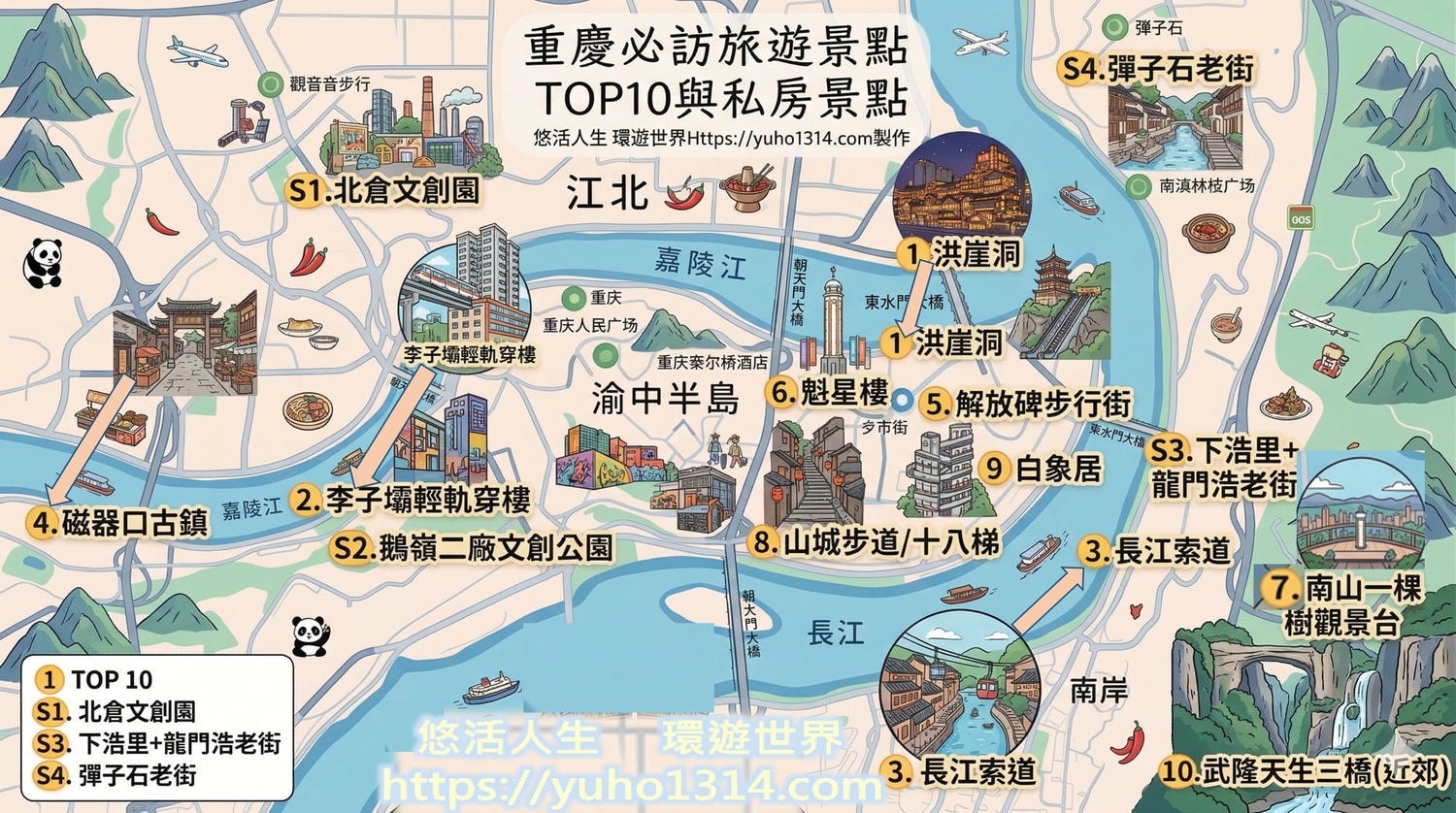 重慶自由行景點地圖