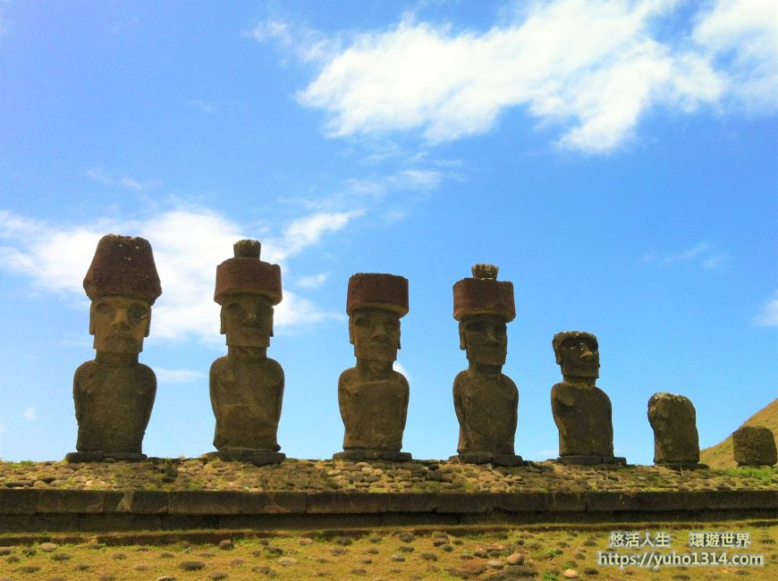 【2026智利復活島旅遊自由行】機票交通、CONAF門票、石像行程住宿花費總攻略 - 第10張圖 復活島Ahu-Akivi-七尊摩艾石像 作者親拍