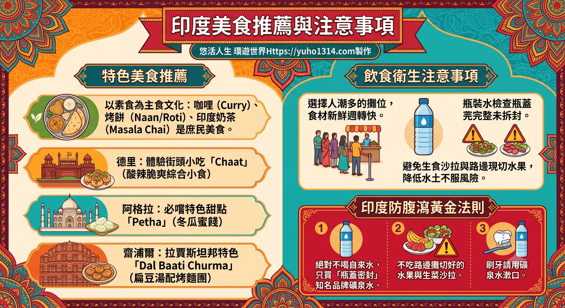2026印度自由行攻略|黃金三角10天旅遊行程花費簽證懶人包(親訪避坑版) - 第18張圖 印度美食推薦與注意事項