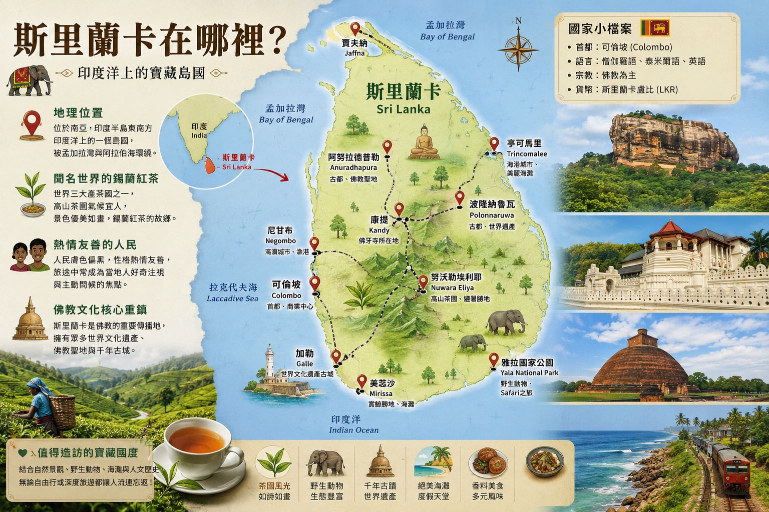 【2026斯里蘭卡自由行】簽證新制大改!獅子岩茶園小火車10天旅遊行程花費交通住宿攻略(70國達人親訪版) - 第3張圖 斯里蘭卡是哪個國家 斯里蘭卡在哪裡
