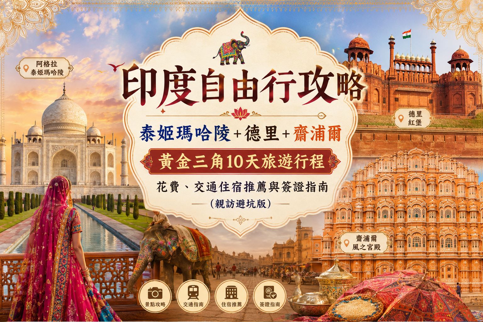 印度自由行 印度旅遊攻略 印度黃金三角行程 泰姬瑪哈陵自由行 印度eVisa 印度簽證 印度自由行花費預算2026 印度旅遊防坑 德里住宿推薦 印度自由行安全嗎 德里景點推薦 齋浦爾景點推薦 印度旅遊預算 印度旅遊注意事項 印度詐騙